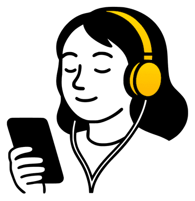 Person listening to audio on headphones